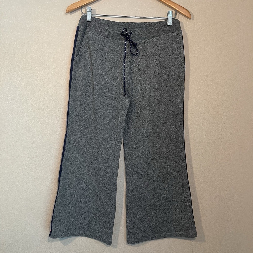 Sundry Womens 0 Cropped Sweatpants Dark Gray Drawstring Pink Black Stripe Pocket